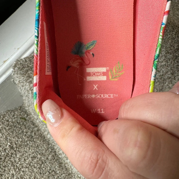 TOMS X Paper Source Limited Editon Flamingo Alpargata Canvas Slip On Shoes W11 - Picture 7 of 8